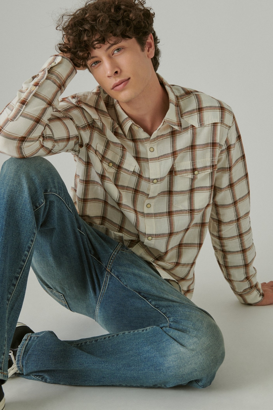 plaid western long sleeve shirt